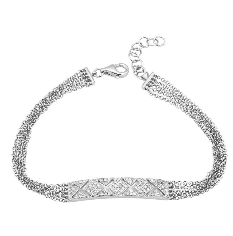 0.2 Ctw Diamond 14k White Gold Round Shape Womens Diamond Bracelet