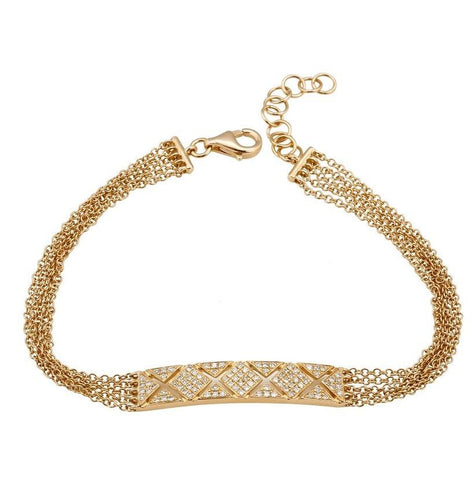 0.21 Ctw Diamond 14k Yellow Gold Round Shape Womens Diamond Bracelet