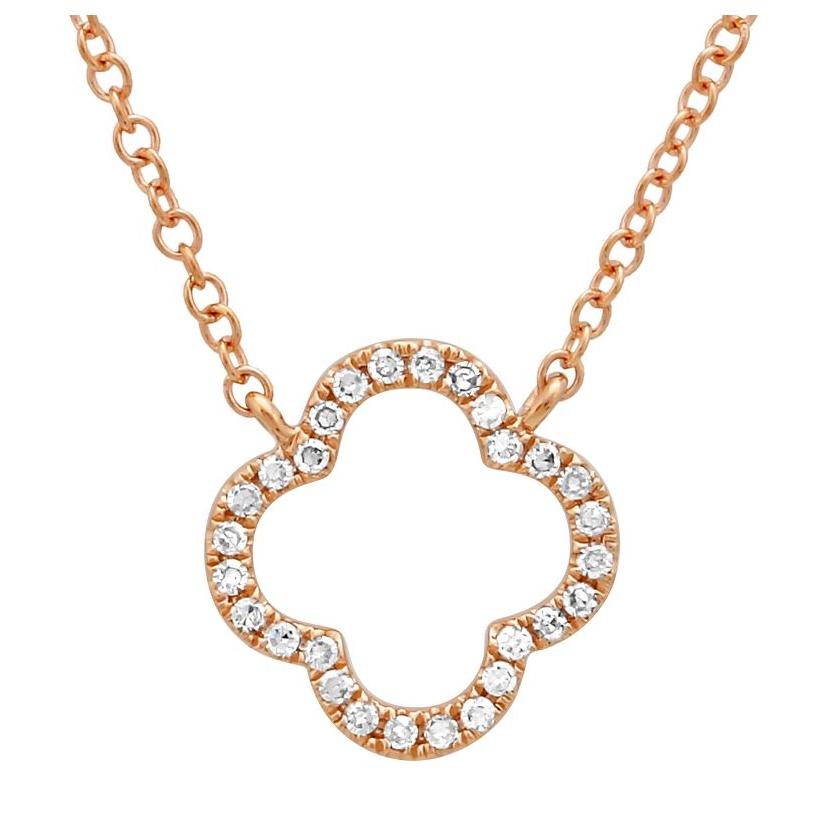 0.08 Ctw Diamond 14k Rose Gold Round Shape Womens Diamond Necklace