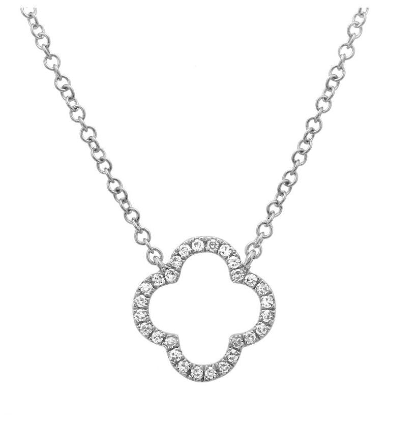 0.07 Ctw Diamond 14k White Gold Round Shape Womens Diamond Necklace