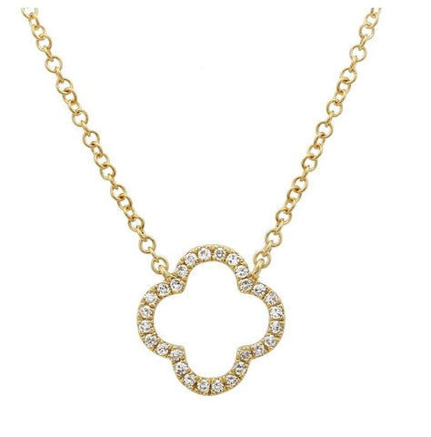 0.08 Ctw Diamond 14k Yellow Gold Round Shape Womens Diamond Necklace