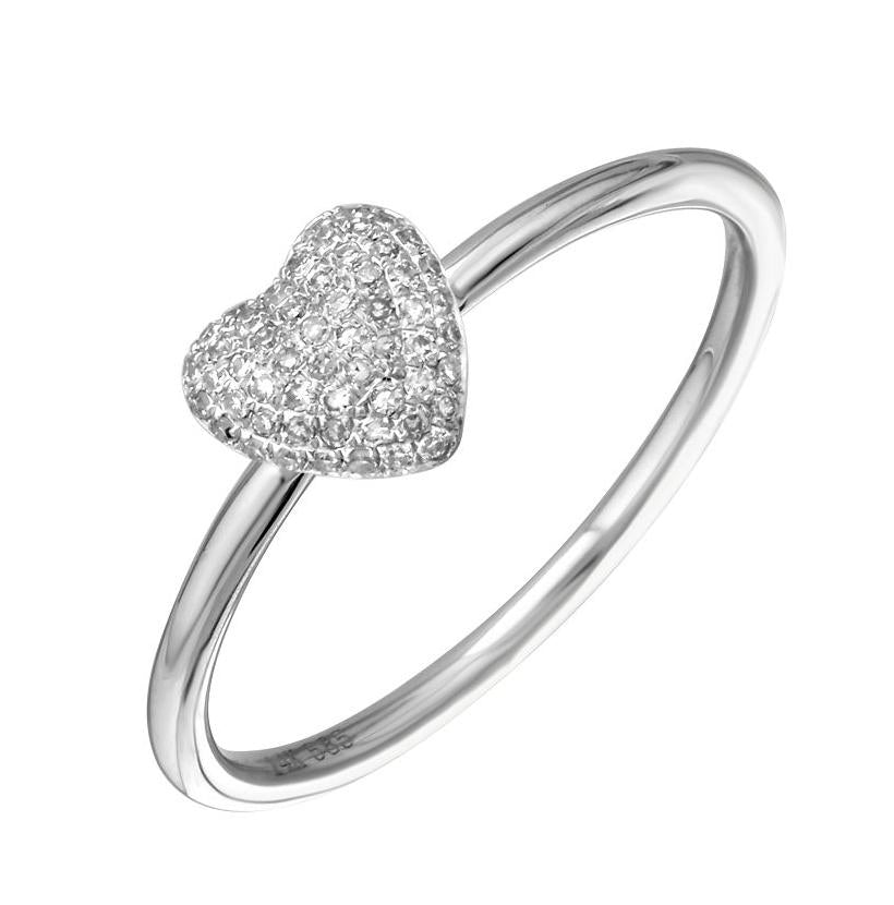 0.11 Ctw Diamond 14k White Gold Round Shape Womens Diamond Ring