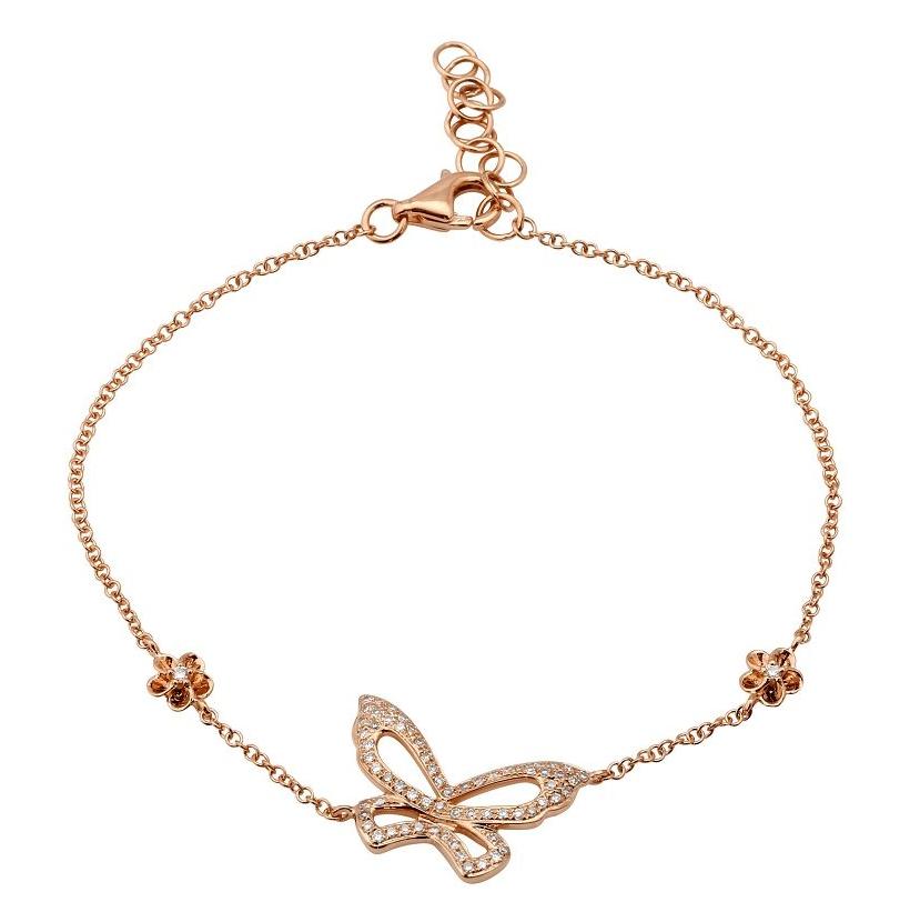 0.16 Ctw Diamond 14k Rose Gold Round Shape Womens Diamond Bracelet