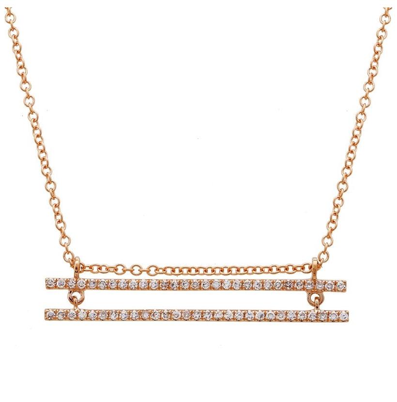 0.18 Ctw Diamond 14k Rose Gold Round Shape Womens Diamond Necklace