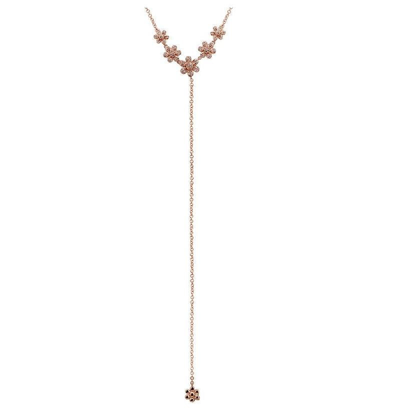 0.14 Ctw Diamond 14k Rose Gold Round Shape Womens Diamond Necklace