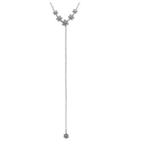 0.13 Ctw Diamond 14k White Gold Round Shape Womens Diamond Necklace