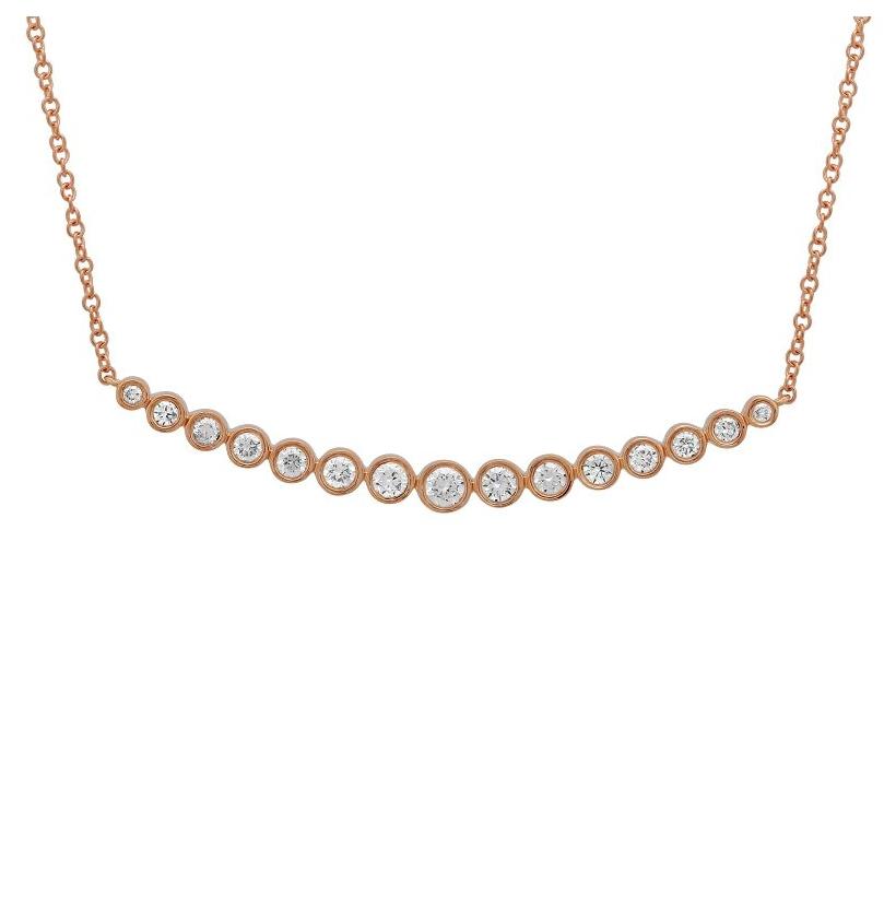 0.46 Ctw Diamond 14k Rose Gold Round Shape Womens Diamond Necklace