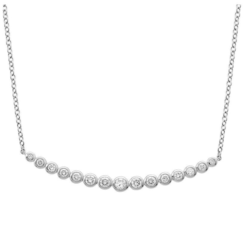 0.48 Ctw Diamond 14k White Gold Round Shape Womens Diamond Necklace