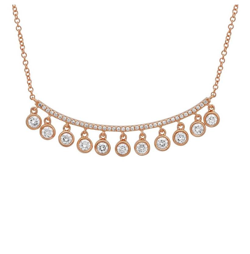 0.68 Ctw Diamond 14k Rose Gold Round Shape Womens Diamond Necklace