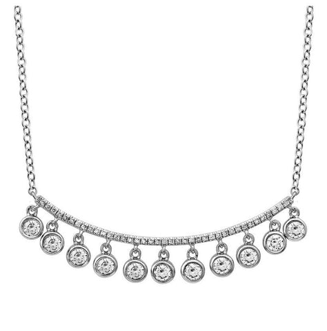 0.69 Ctw Diamond 14k White Gold Round Shape Womens Diamond Necklace