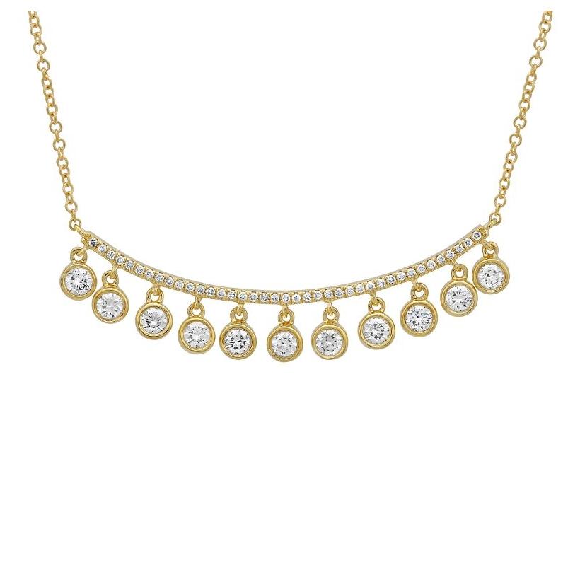 0.68 Ctw Diamond 14k Yellow Gold Round Shape Womens Diamond Necklace