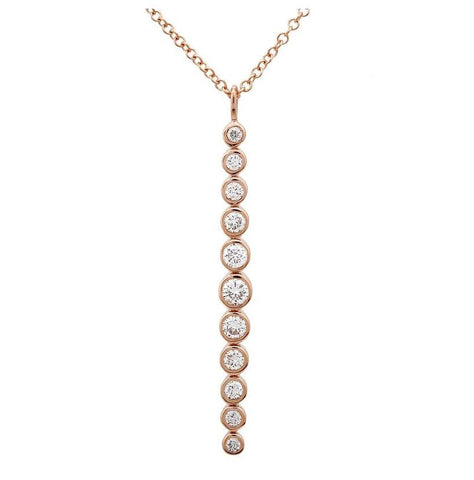 0.37 Ctw Diamond 14k Rose Gold Round Shape Womens Diamond Necklace Pendant With 16 Inch Chain