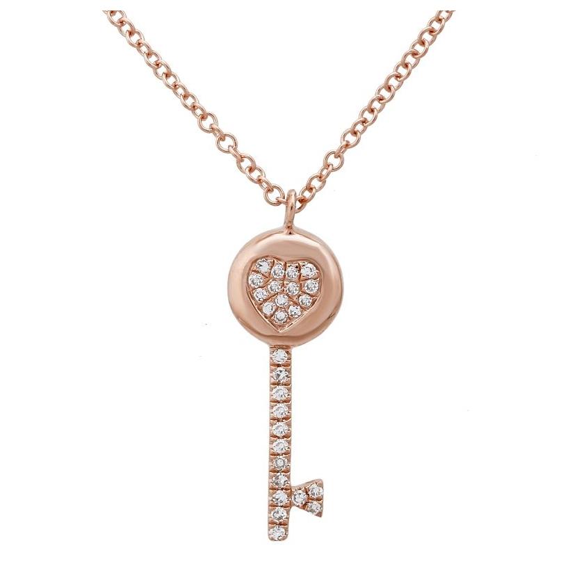 0.08 Ctw Diamond 14k Rose Gold Round Shape Womens Diamond Necklace Pendant With 16 Inch Chain