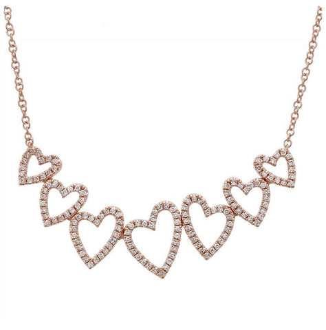 0.34 Ctw Diamond 14k Rose Gold Round Shape Womens Diamond Necklace