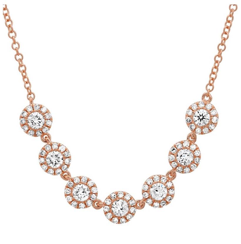 0.61 Ctw Diamond 14k Rose Gold Round Shape Womens Diamond Necklace