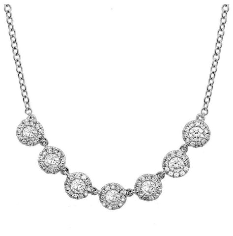 0.58 Ctw Diamond 14k White Gold Round Shape Womens Diamond Necklace