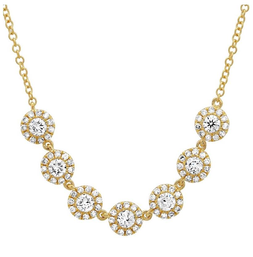 0.59 Ctw Diamond 14k Yellow Gold Round Shape Womens Diamond Necklace