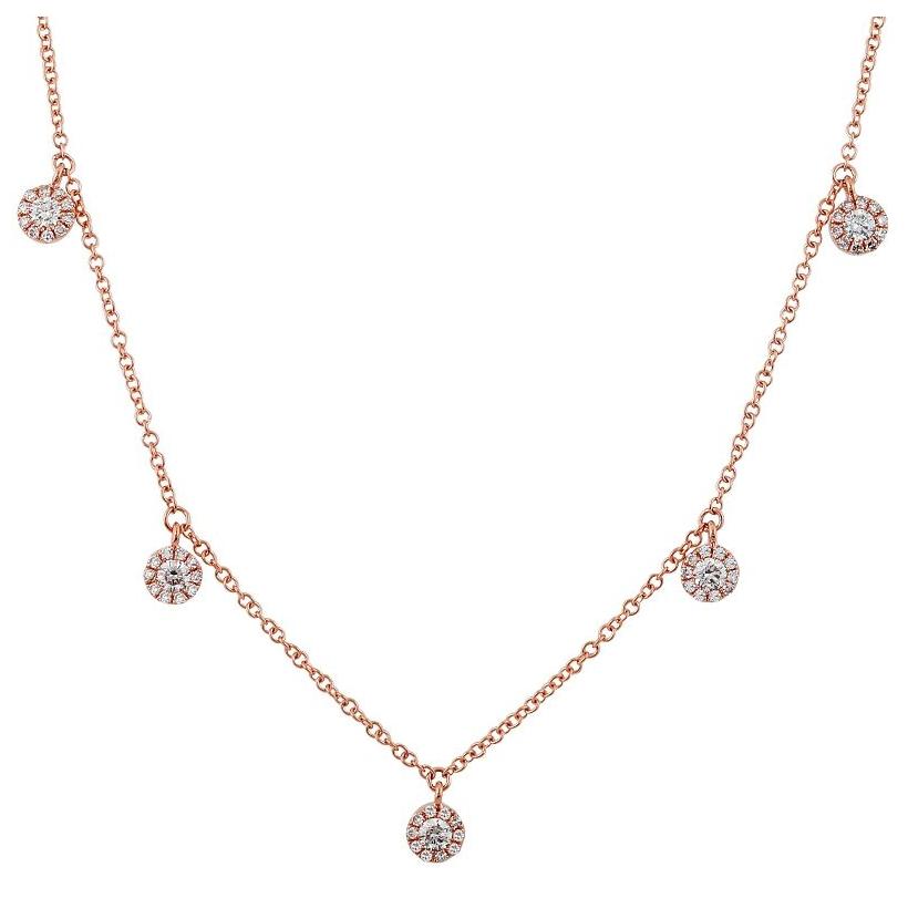 0.37 Ctw Diamond 14k Rose Gold Round Shape Womens Diamond Necklace