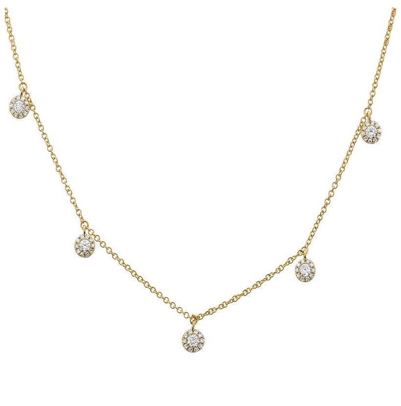 0.37 Ctw Diamond 14k Yellow Gold Round Shape Womens Diamond Necklace