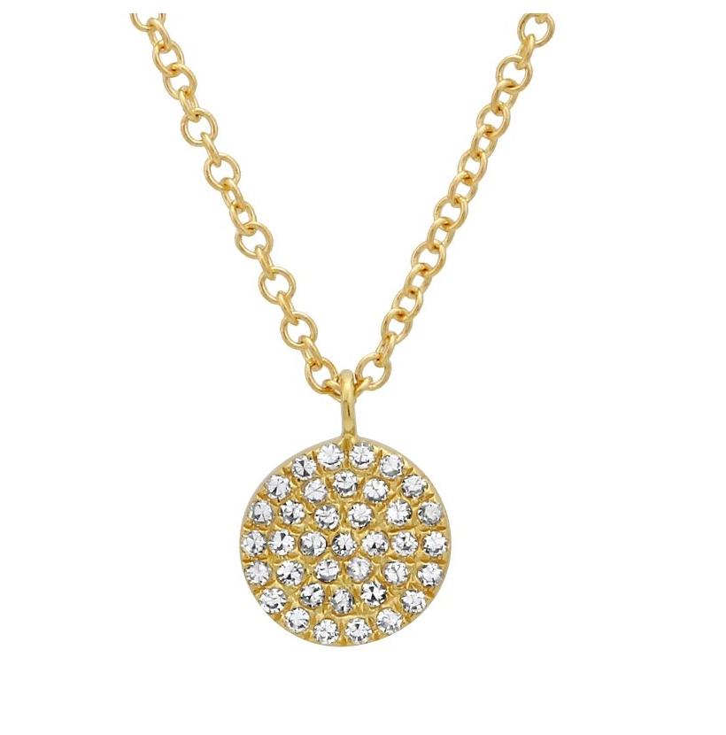 0.1 Ctw Diamond 14k Yellow Gold Round Shape Womens Diamond Necklace