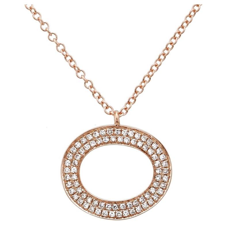 0.14 Ctw Diamond 14k Rose Gold Round Shape Womens Diamond Necklace Pendant With 16 Inch Chain