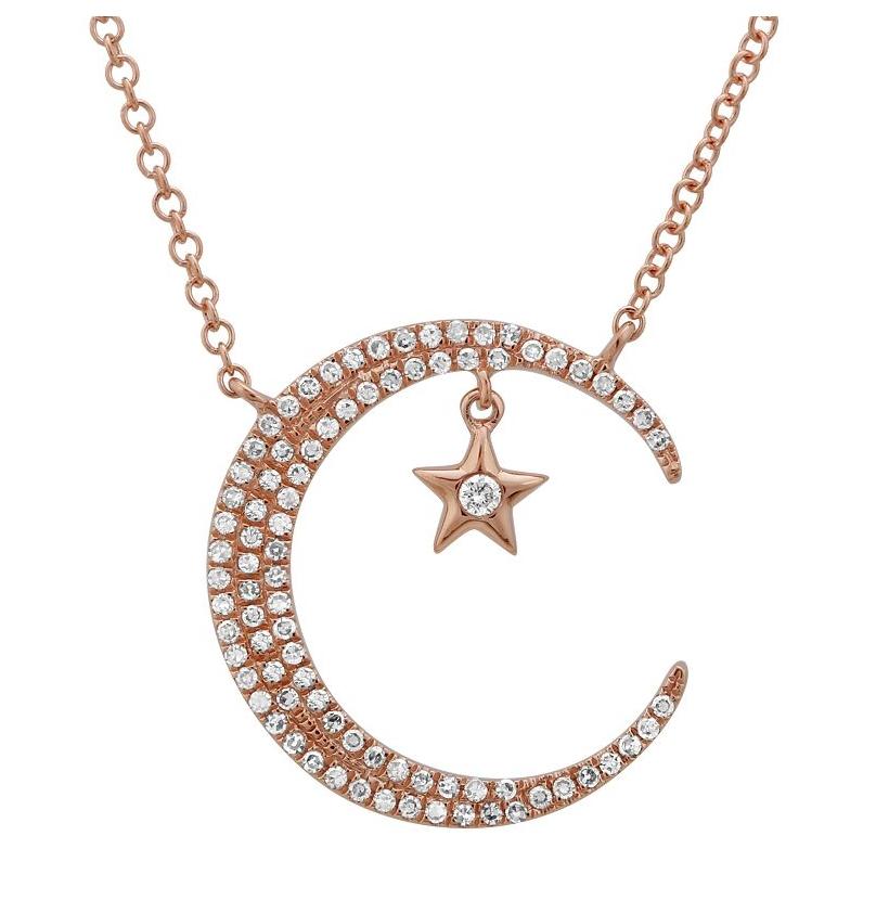 0.18 Ctw Diamond 14k Rose Gold Round Shape Womens Diamond Necklace