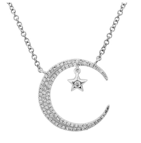 0.19 Ctw Diamond 14k White Gold Round Shape Womens Diamond Necklace