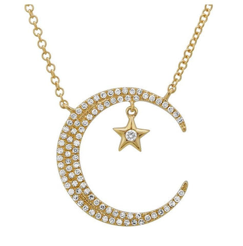 0.19 Ctw Diamond 14k Yellow Gold Round Shape Womens Diamond Necklace