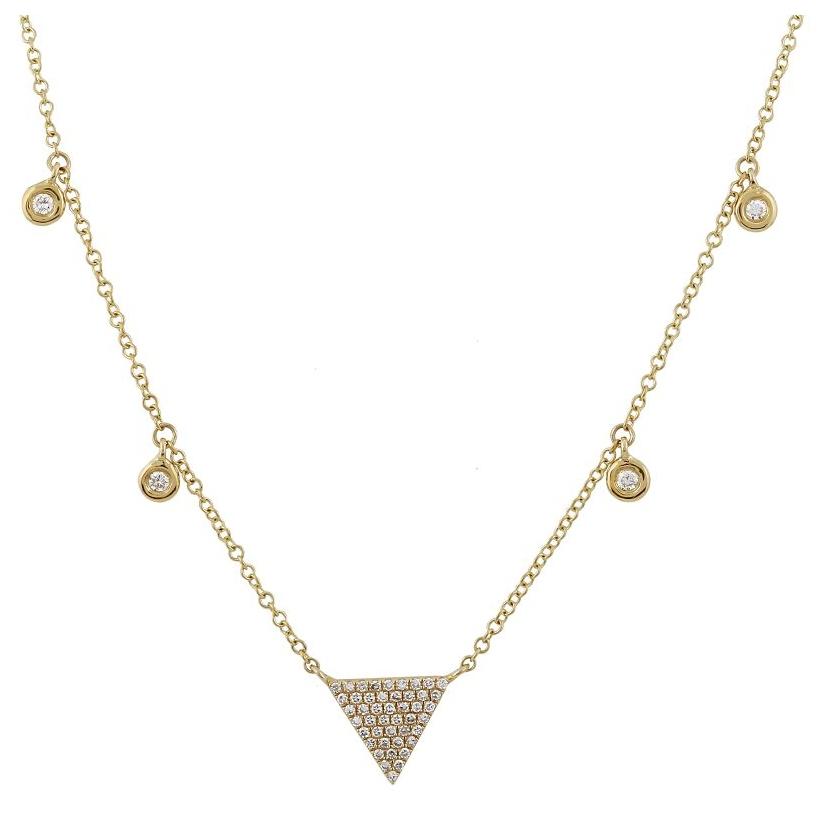 0.19 Ctw Diamond 14k Yellow Gold Round Shape Womens Diamond Necklace