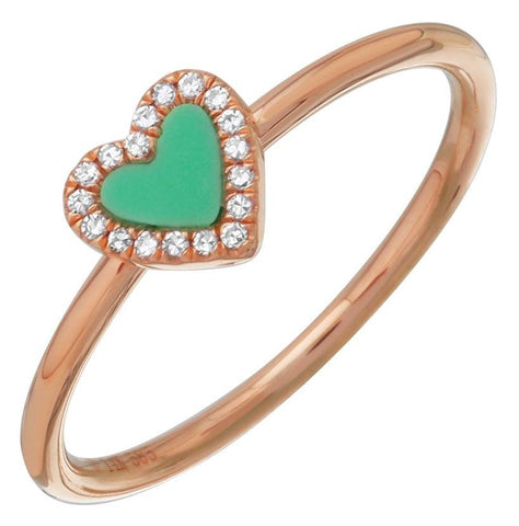 0.05 Ctw Diamond 14k Rose Gold Turquoise Round Shape Womens Gemstone Ring