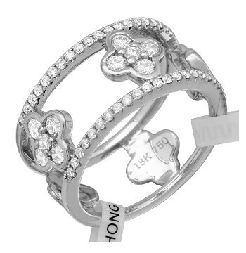 0.99 Ctw Diamond 18k White Gold Round Shape Womens Diamond Ring