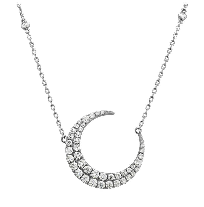 1.5 Ctw Diamond 18k White Gold Round Shape Womens Diamond Necklace