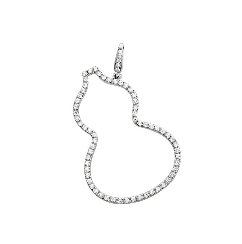 0.79 Ctw Diamond 18k White Gold Round Shape Womens Diamond Necklace Pendant