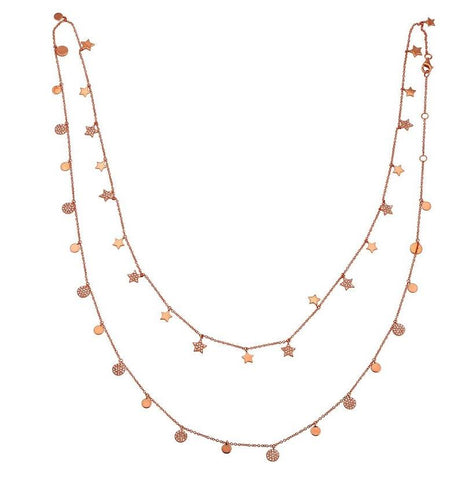 0.89 Ctw Diamond 14k Rose Gold Round Shape Womens Diamond Necklace