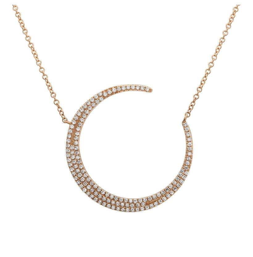 0.37 Ctw Diamond 14k Rose Gold Round Shape Womens Diamond Necklace