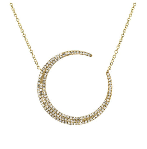 0.37 Ctw Diamond 14k Yellow Gold Round Shape Womens Diamond Necklace