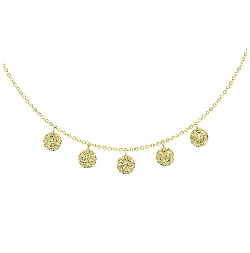 0.24 Ctw Diamond 14k Yellow Gold Round Shape Womens Diamond Necklace