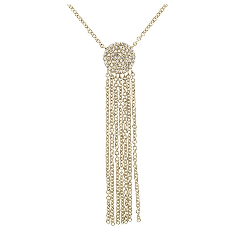 0.14 Ctw Diamond 14k Yellow Gold Round Shape Womens Diamond Necklace