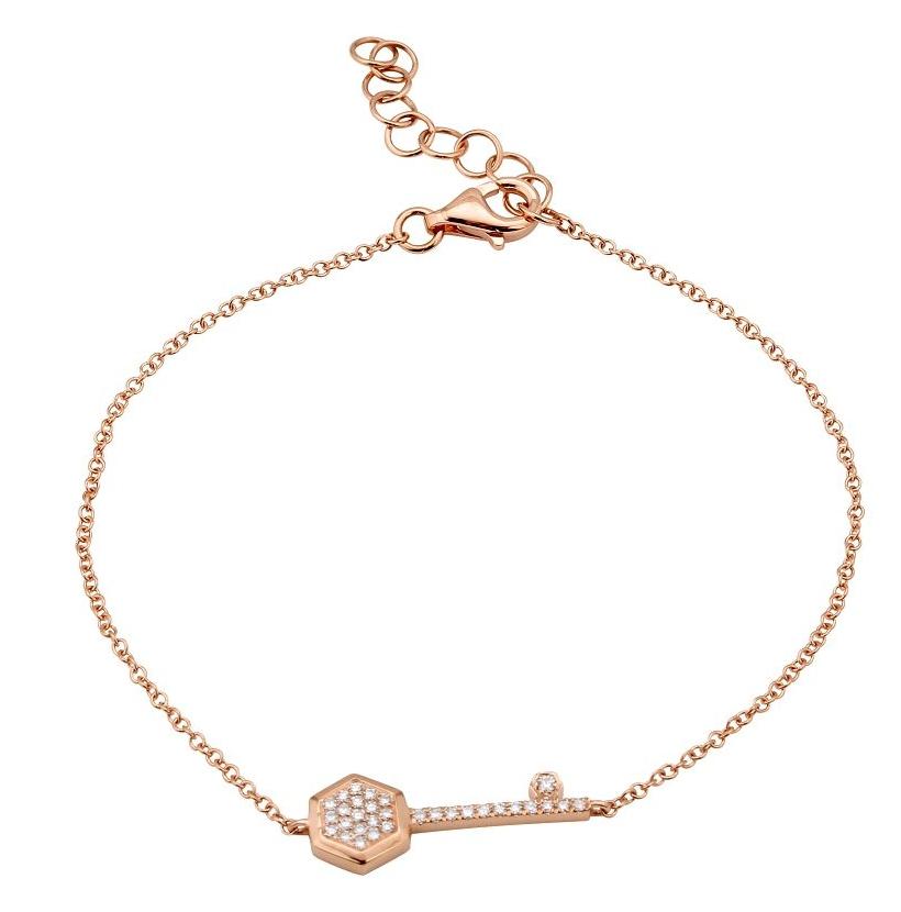 0.1 Ctw Diamond 14k Rose Gold Round Shape Womens Diamond Bracelet