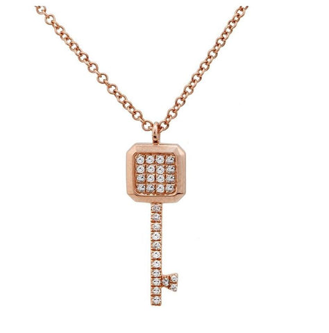 0.09 Ctw Diamond 14k Rose Gold Round Shape Womens Diamond Necklace Pendant With 16 Inch Chain