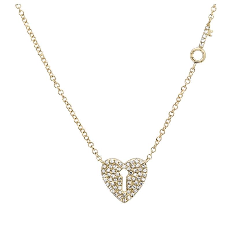 0.16 Ctw Diamond 14k Yellow Gold Round Shape Womens Diamond Necklace