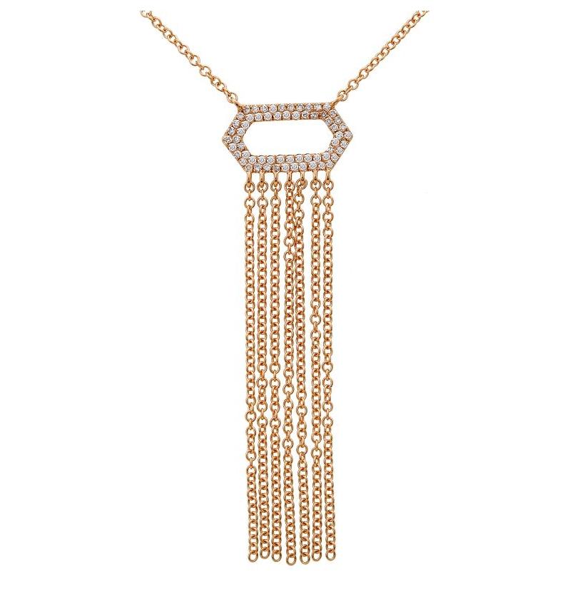 0.15 Ctw Diamond 14k Rose Gold Round Shape Womens Diamond Necklace