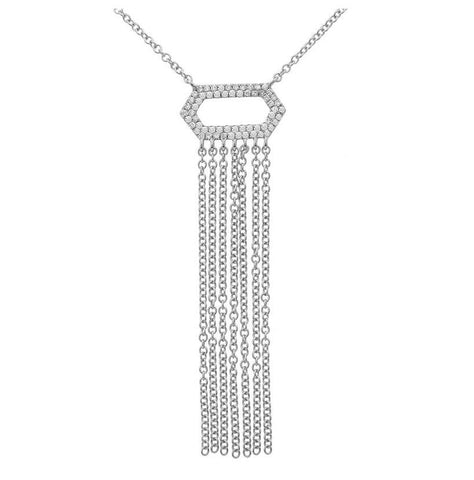 0.15 Ctw Diamond 14k White Gold Round Shape Womens Diamond Necklace