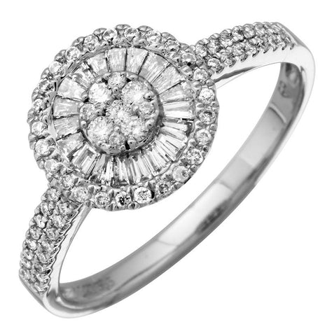 0.5 Ctw Diamond 14k White Gold Round Tap Baguette Shape Womens Diamond Ring