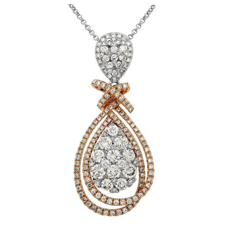 1.8 Ctw Diamond 14k Two Tone Gold Round Shape Womens Diamond Necklace Pendant With 16 Inch Chain