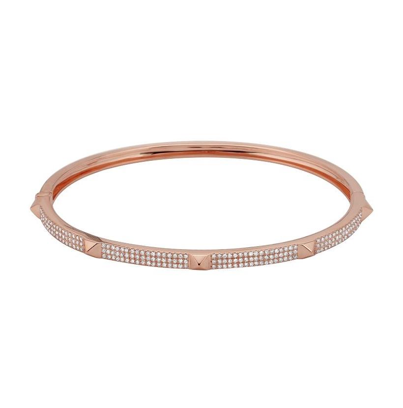 0.63 Ctw Diamond 14k Rose Gold Round Shape Womens Diamond Bangle Bracelet