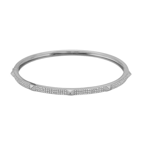 0.63 Ctw Diamond 14k White Gold Round Shape Womens Diamond Bangle Bracelet