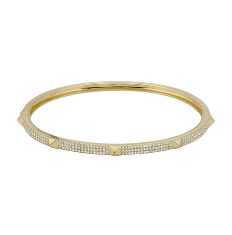 0.63 Ctw Diamond 14k Yellow Gold Round Shape Womens Diamond Bangle Bracelet