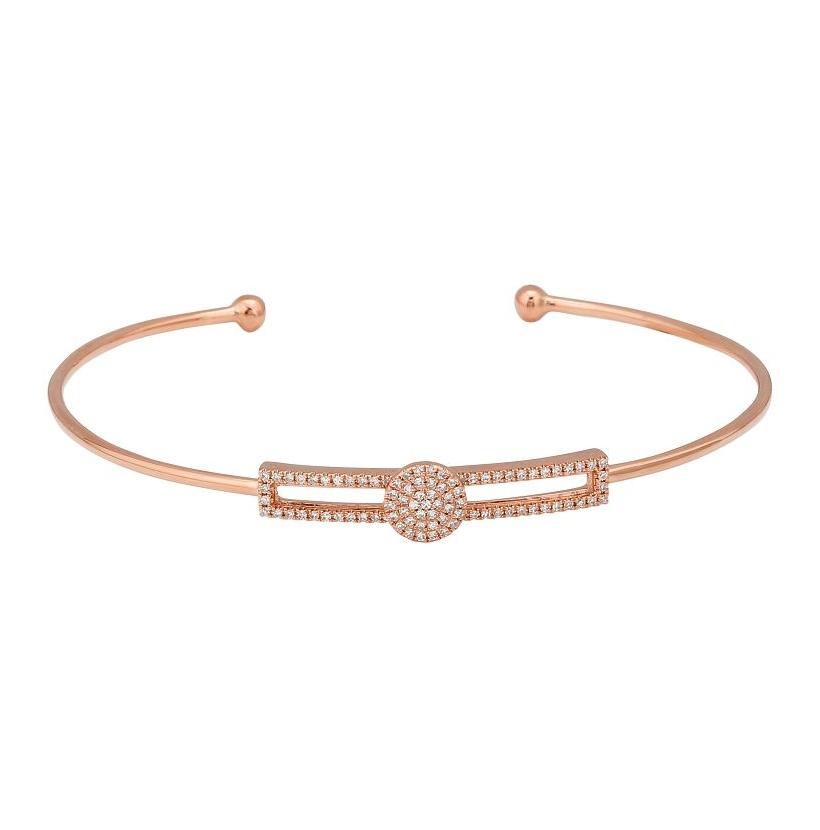 0.23 Ctw Diamond 14k Rose Gold Round Shape Womens Diamond Bangle Bracelet