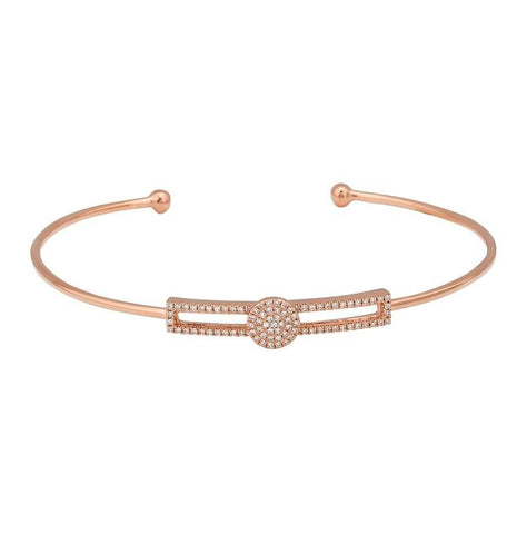 0.23 Ctw Diamond 14k Rose Gold Round Shape Womens Diamond Bangle Bracelet